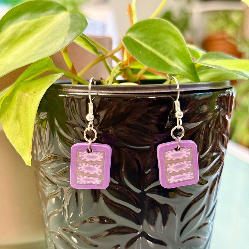 Purple Handmade Polymer Clay Earrings